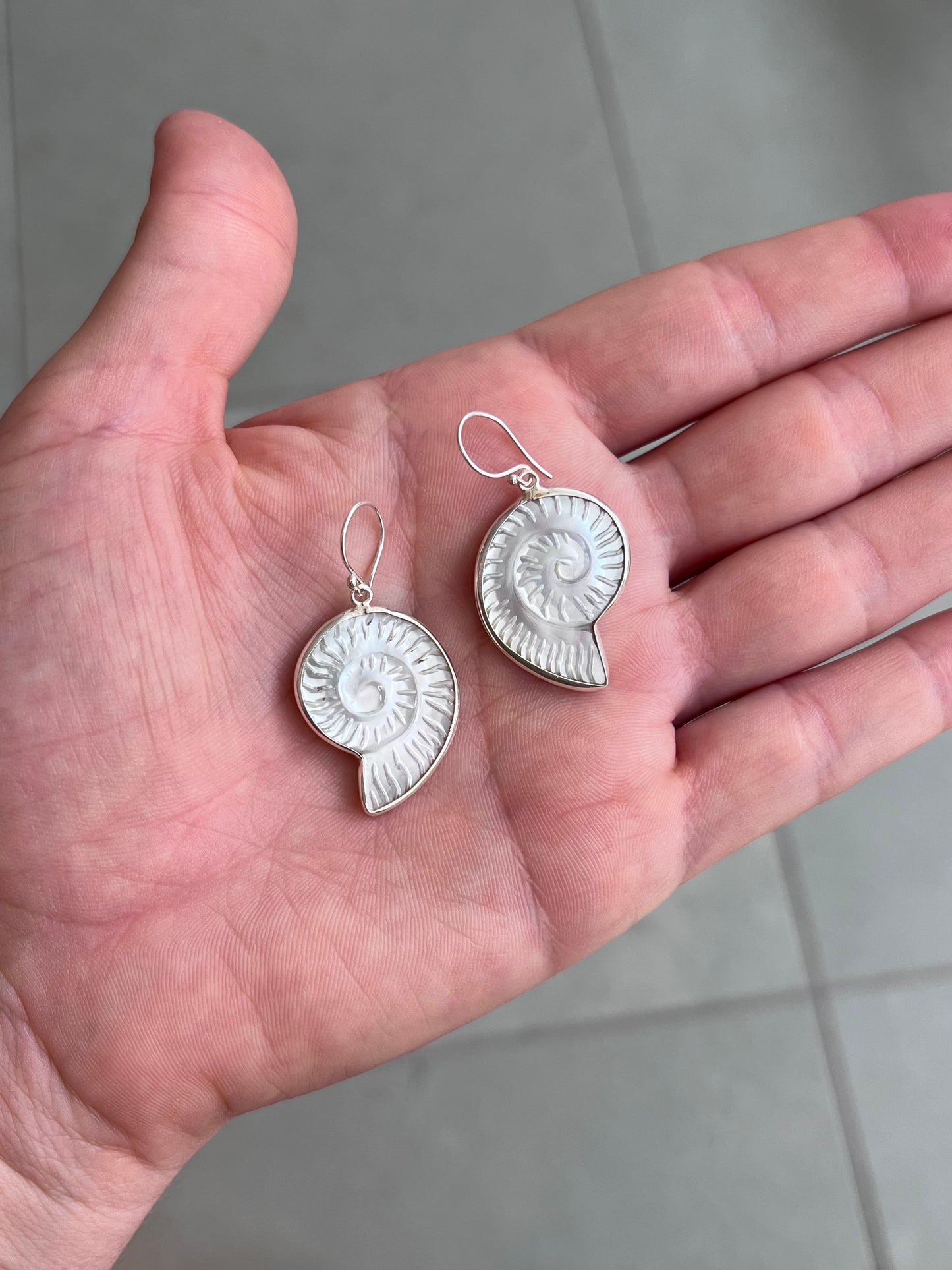 Mother of Pearl shell carved Earrings
