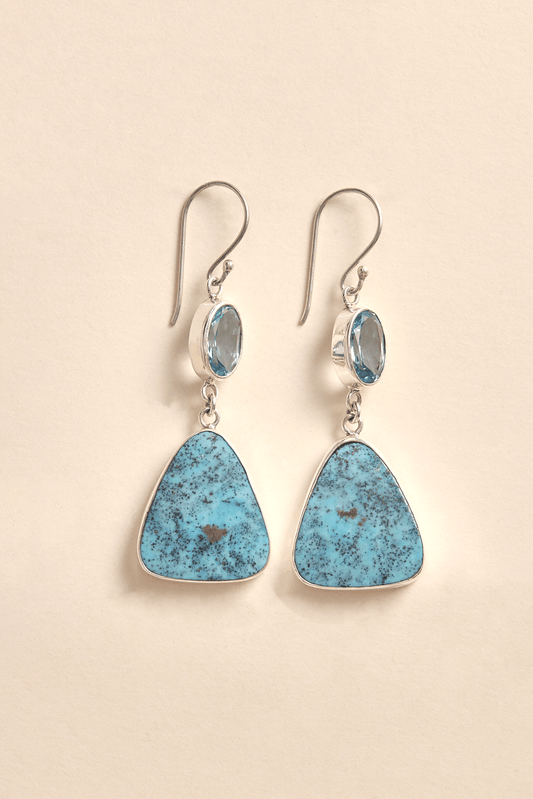Turquoise and Blue Topaz Earrings
