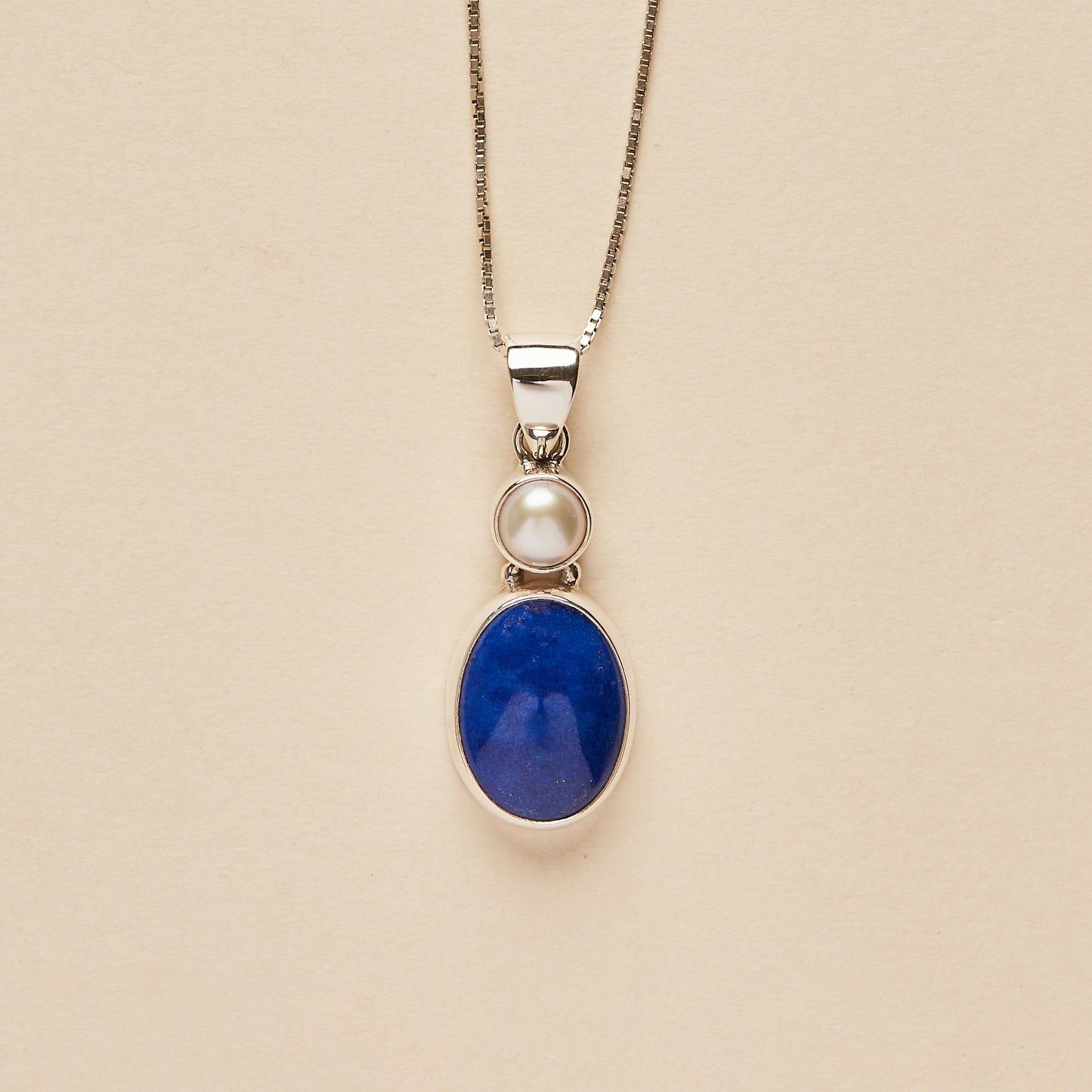 Lapis Lazuli and Freshwater Pearl Pendant