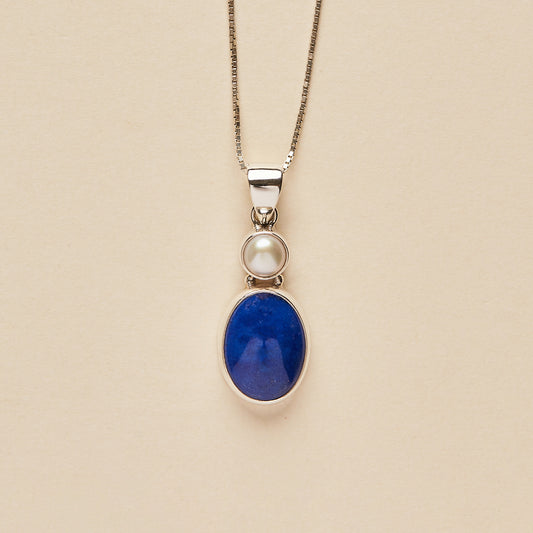 Lapis Lazuli and Freshwater Pearl Pendant