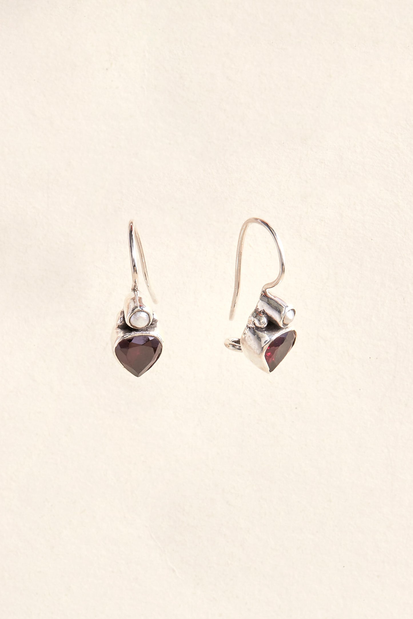 Garnet and Fresh Water Pearl Earrings
