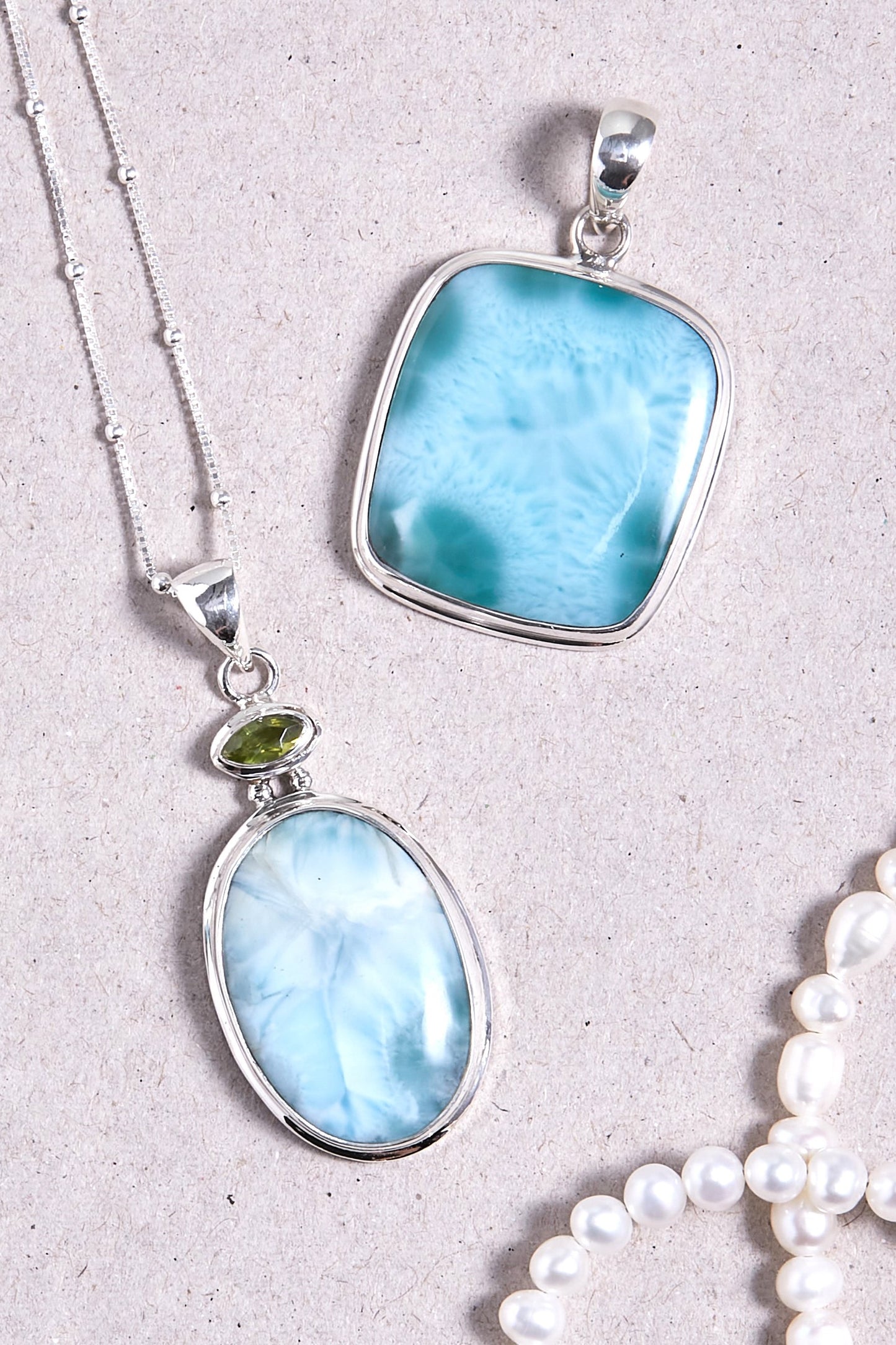 Larimar and Peridot Pendant