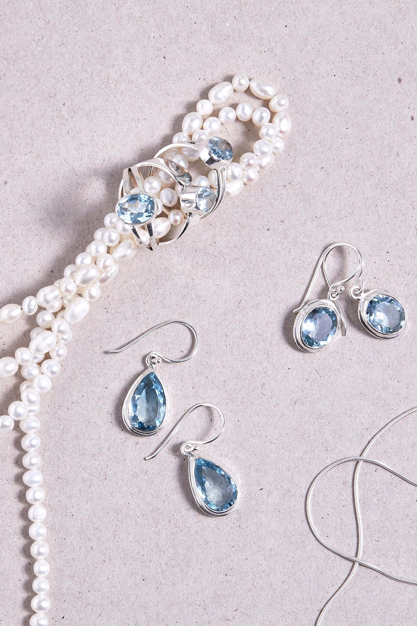 Blue Topaz Earrings (large double bezel)