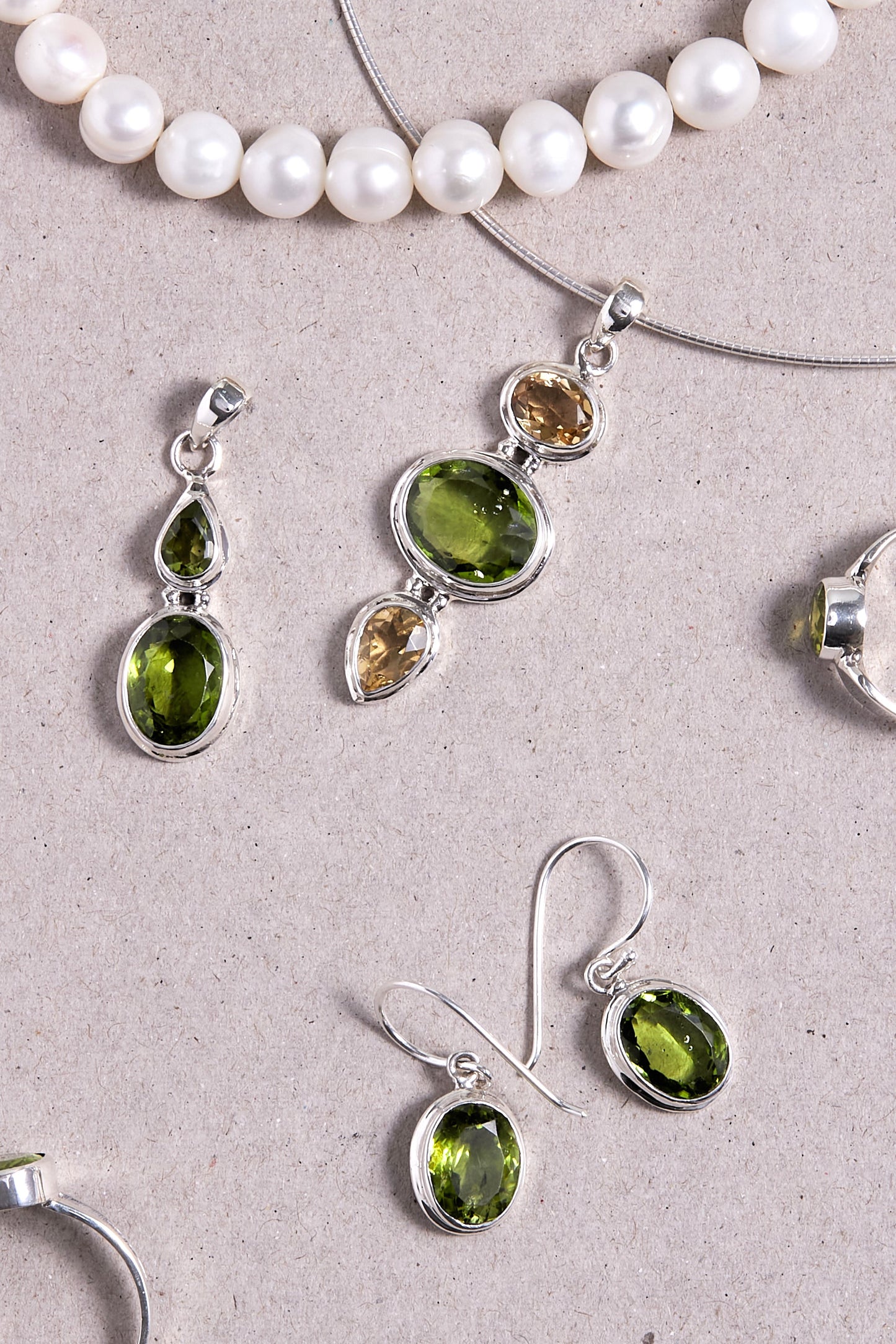 Peridot Earrings (large double bezel)