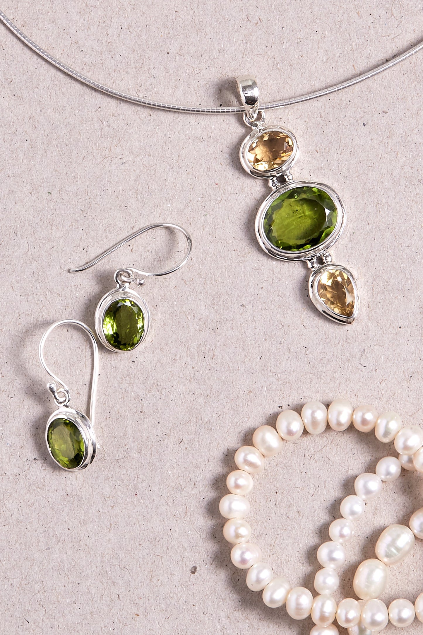 Peridot Earrings (large double bezel)