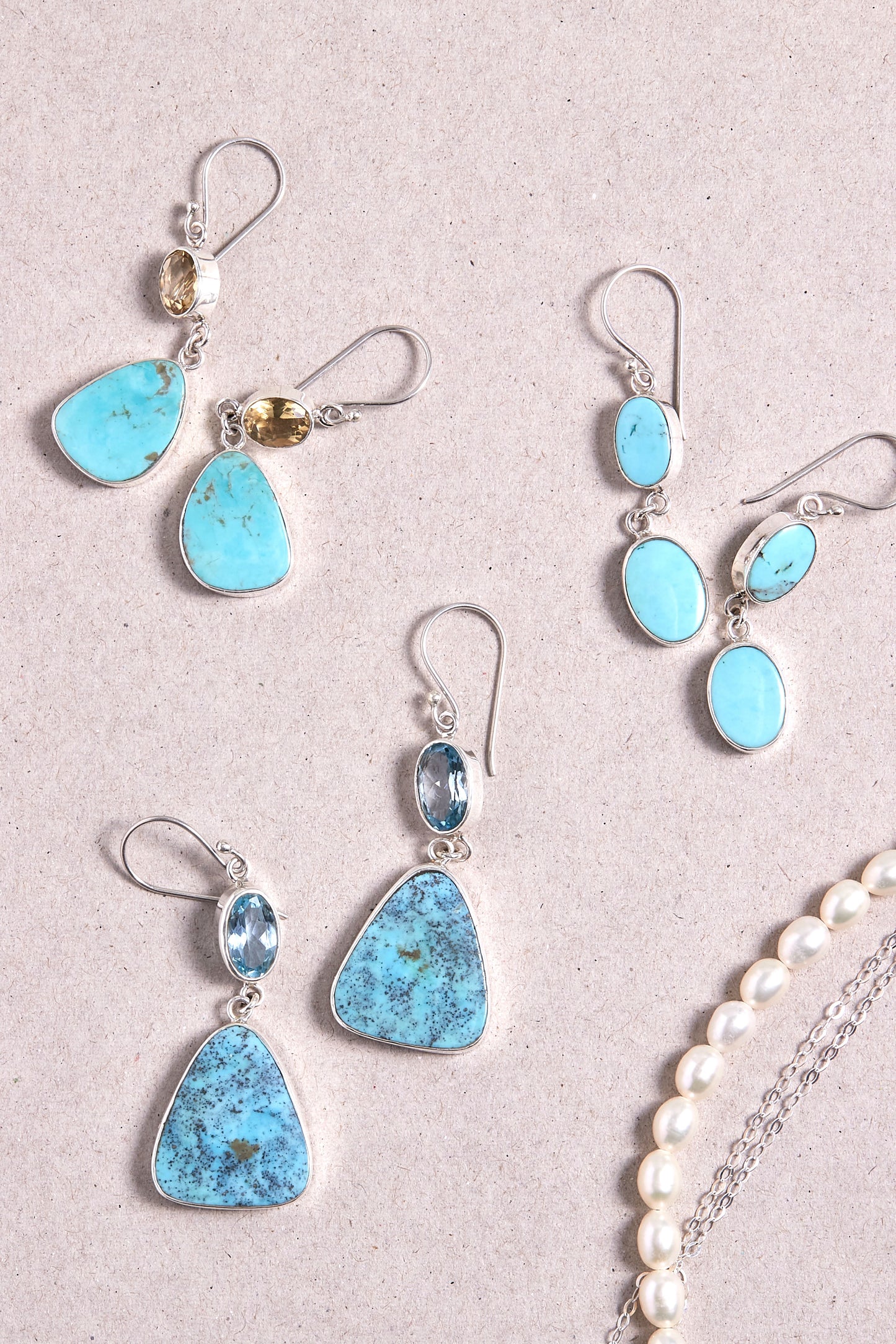 Turquoise and Blue Topaz Earrings