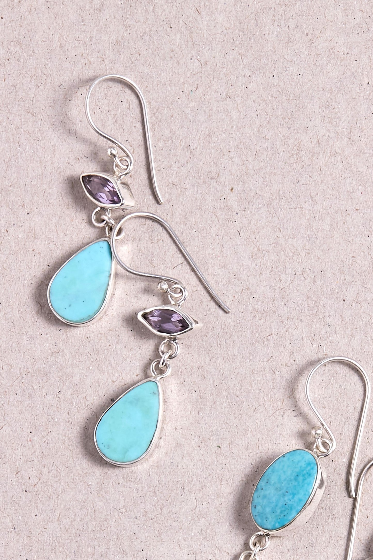Turquoise and Amethyst Earrings