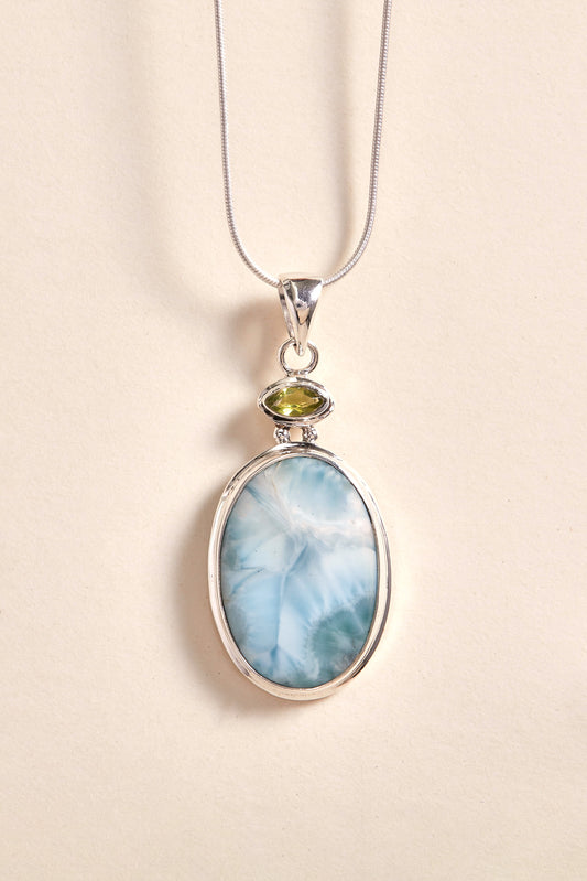 Larimar and Peridot Pendant