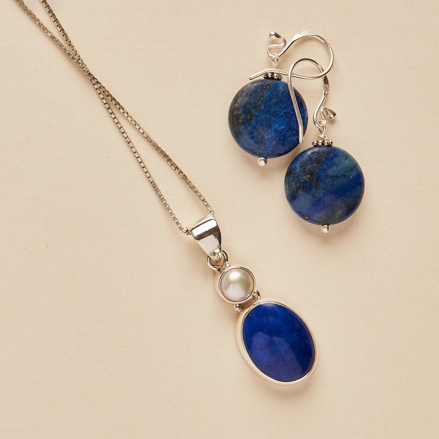 Lapis Lazuli and Freshwater Pearl Pendant
