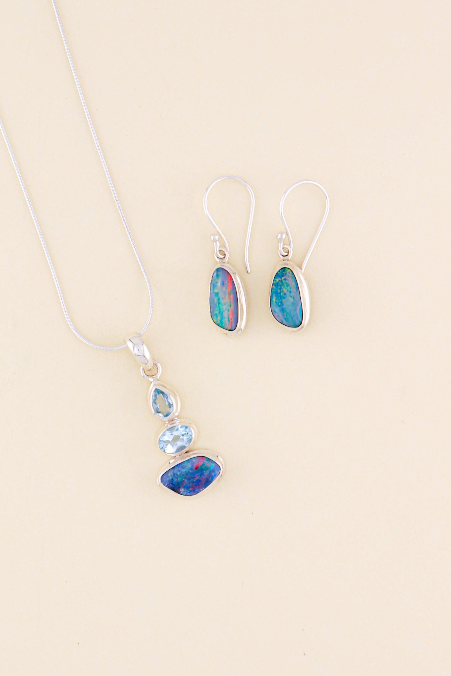 Australian Opal and Blue Topaz Pendant | OPLM3
