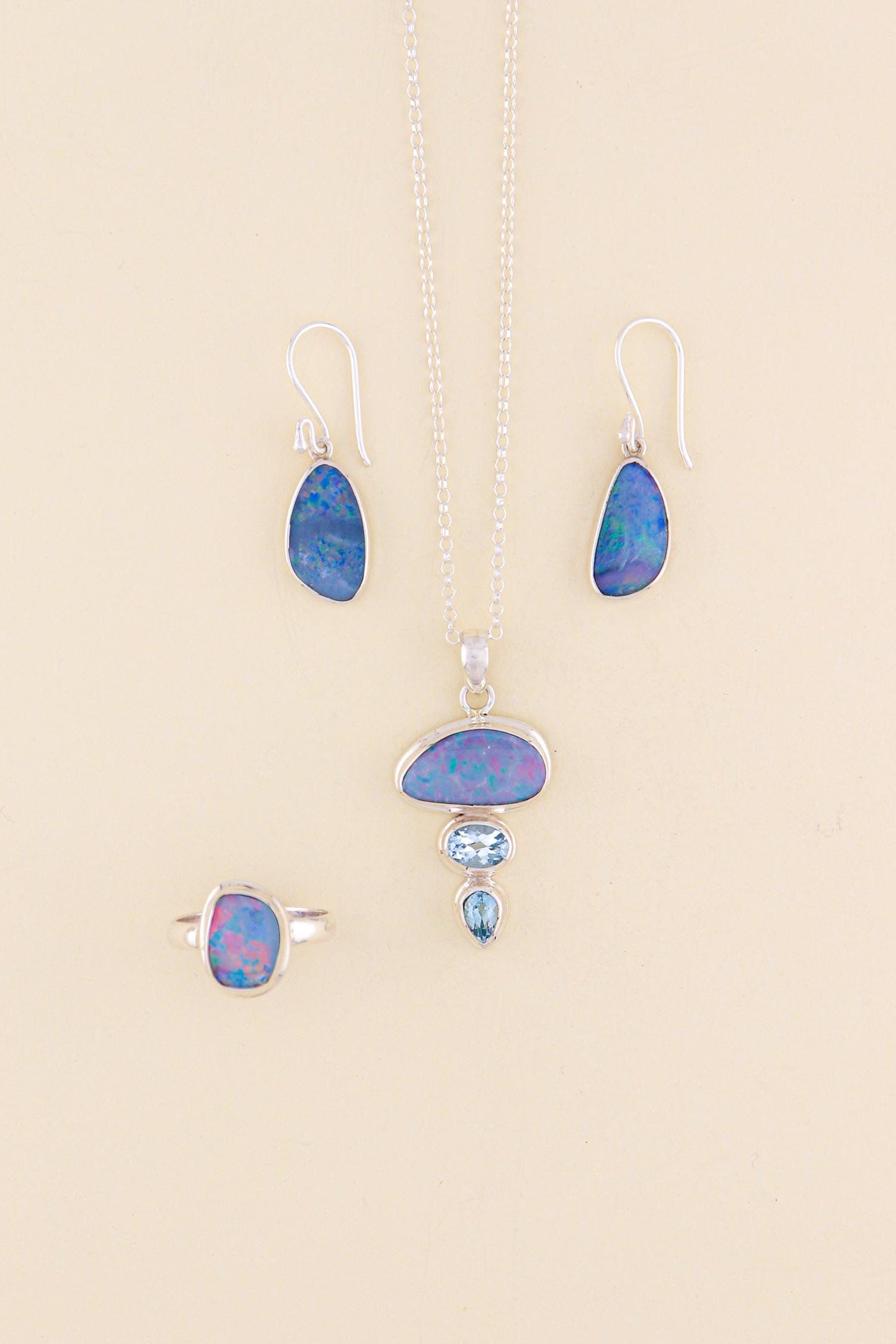 Australian Opal and Blue Topaz Pendant | OPLM10