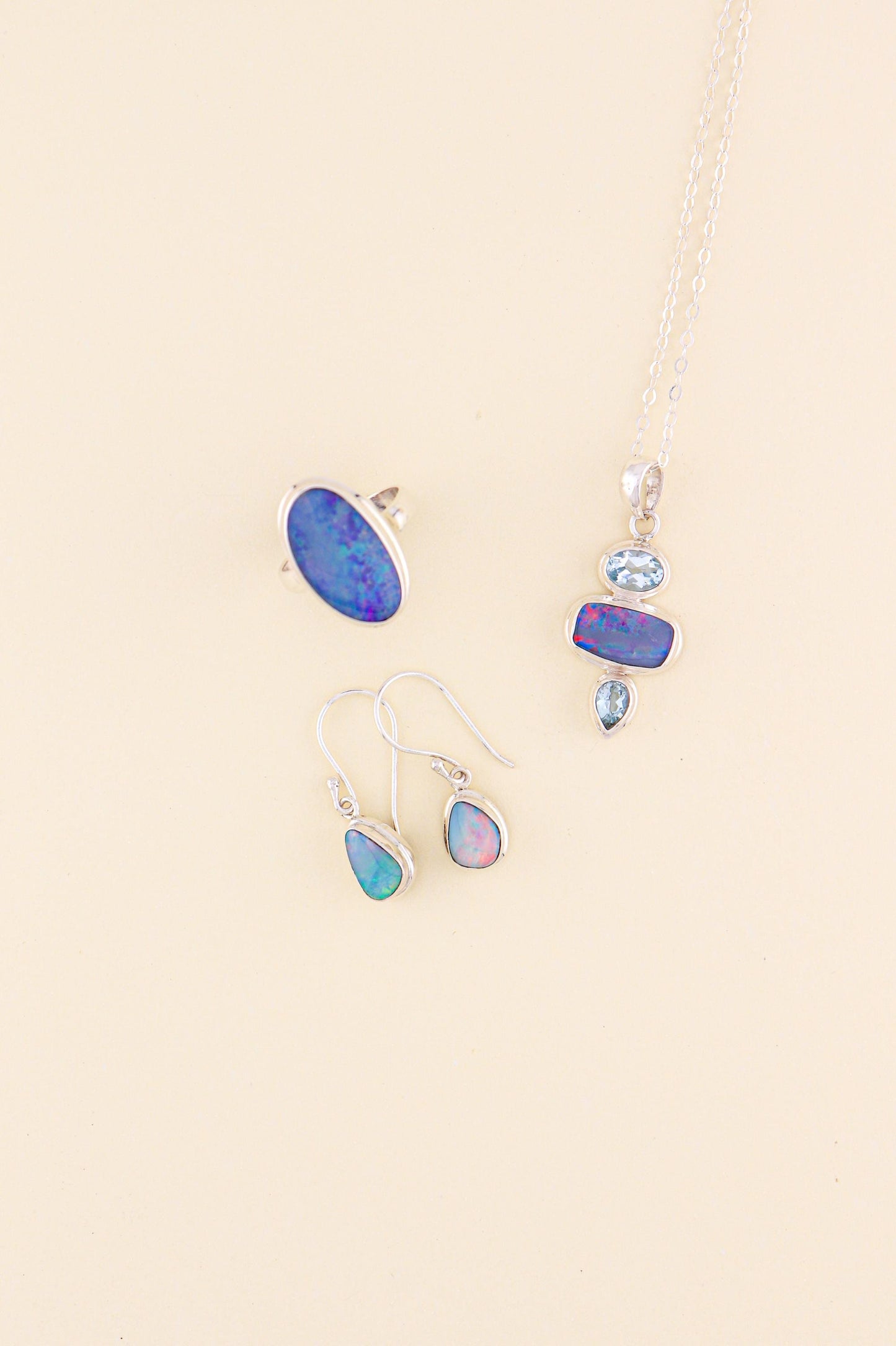 Australian Opal and Blue Topaz Pendant | OPLM14