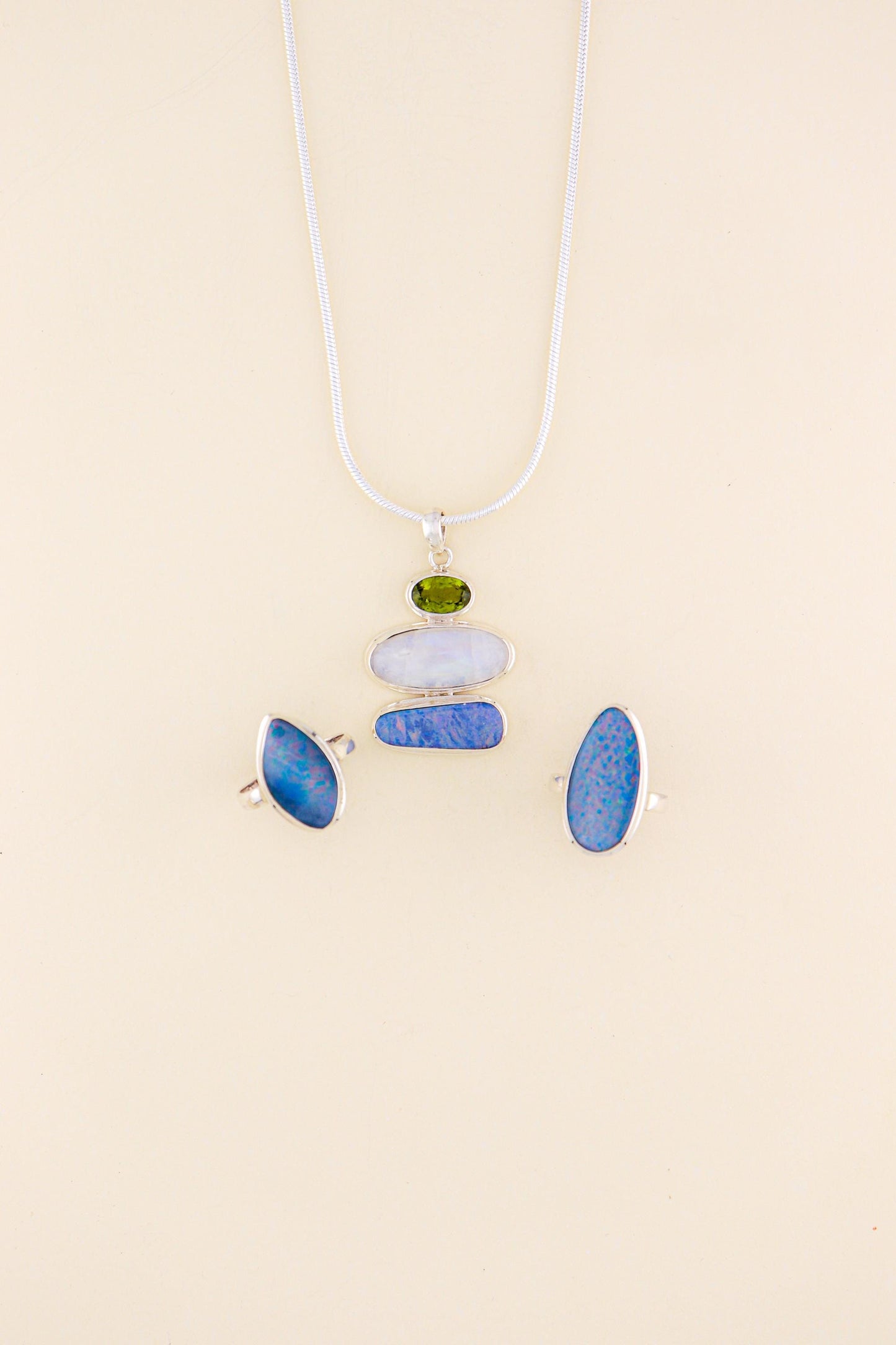 Australian Opal, Peridot and Moonstone Pendant | OPLM6