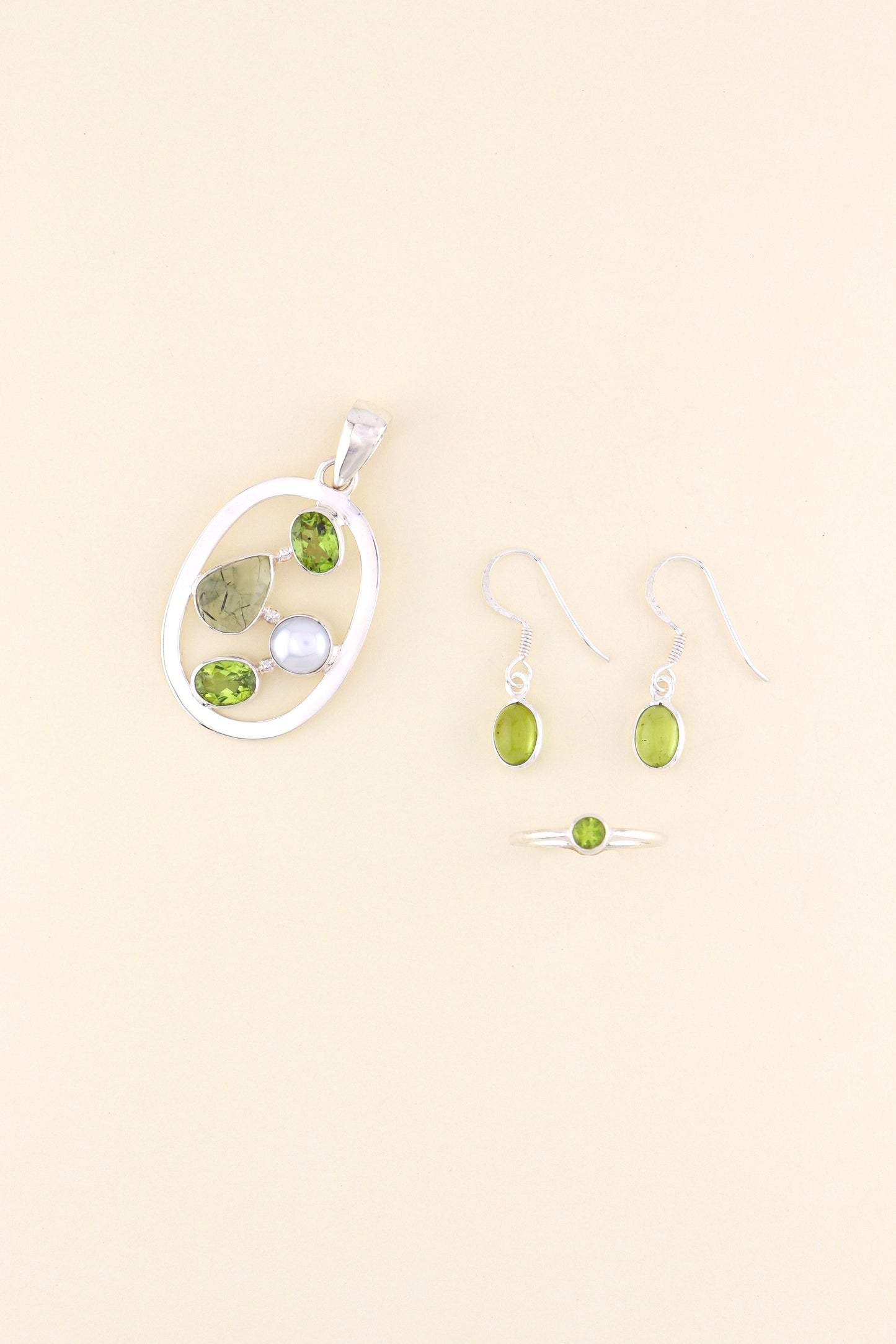Peridot, Prehnite and Fresh Water Pear Pendant | PERIPM2