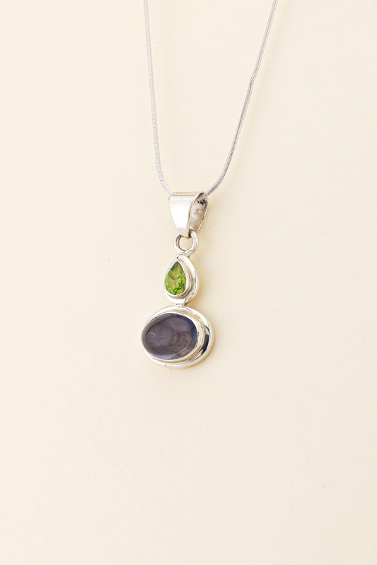 Iolite and Peridot Pendant | IOLPM1