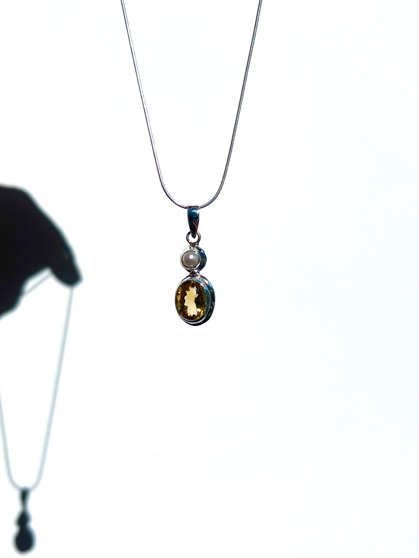 Citrine and Freshwater Pearl pendant