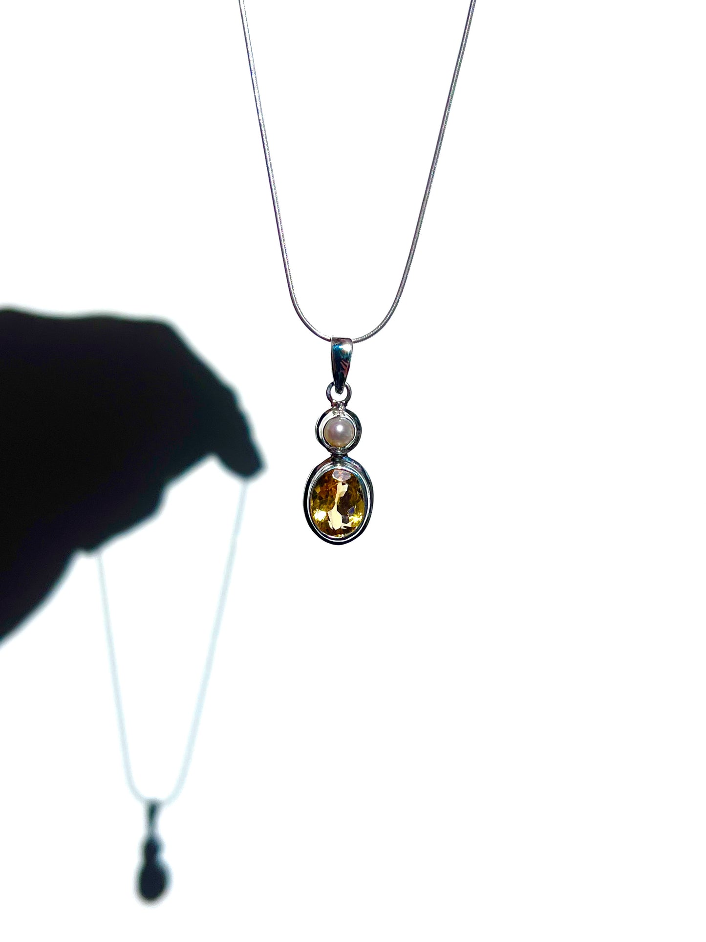 Citrine and Freshwater Pearl pendant