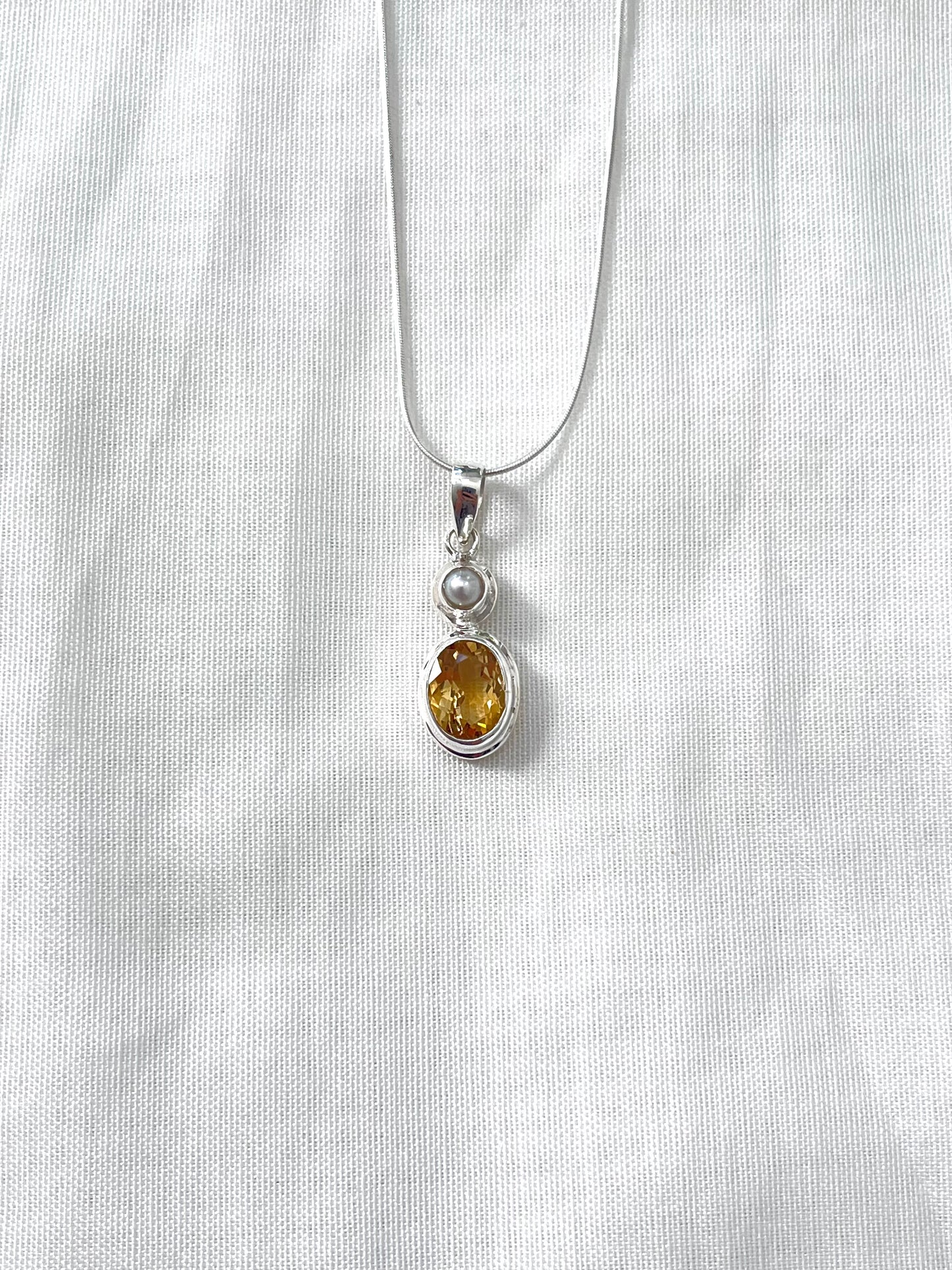 Citrine and Freshwater Pearl pendant