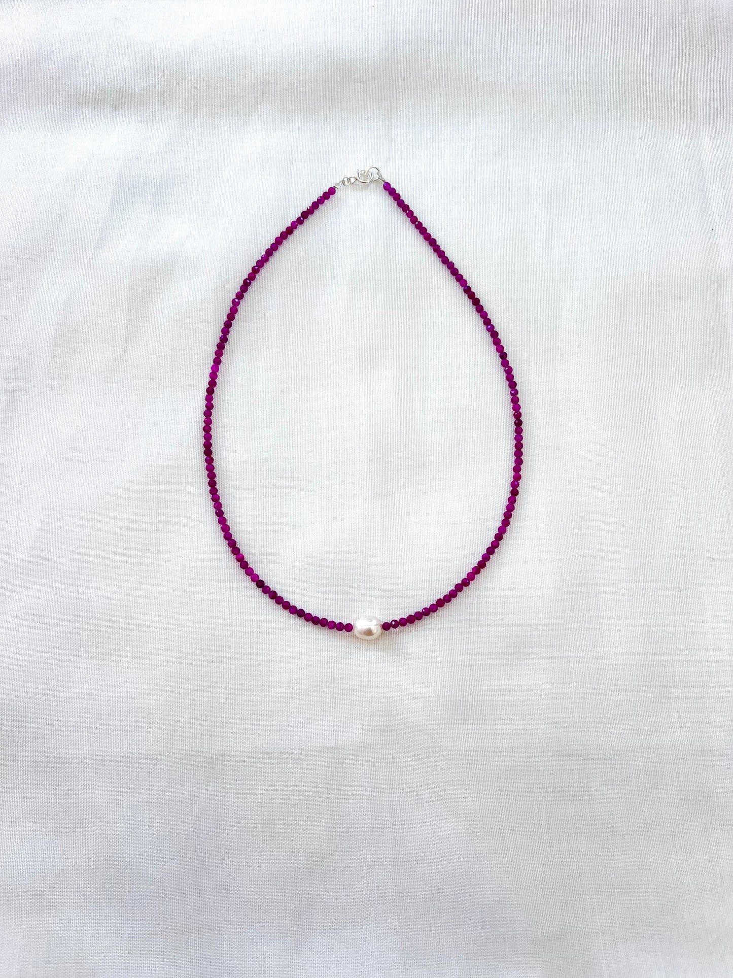 Ruby and Freshwater Pearl Necklace