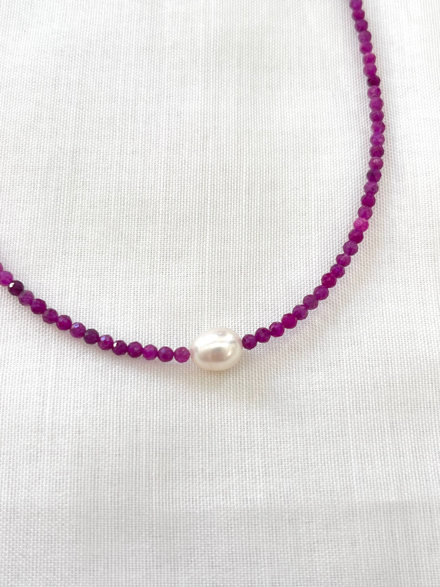 Ruby and Freshwater Pearl Necklace