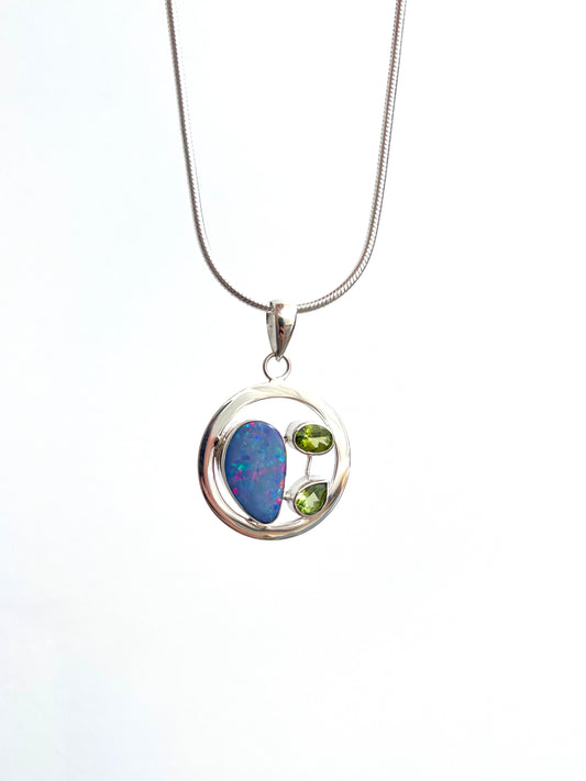 Australian Opal and Peridot Pendant | OPLM18