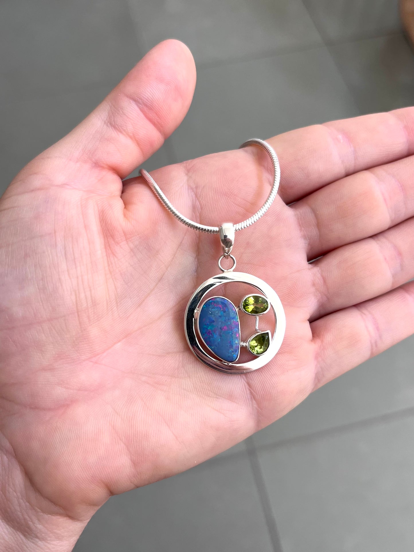 Australian Opal and Peridot Pendant | OPLM18