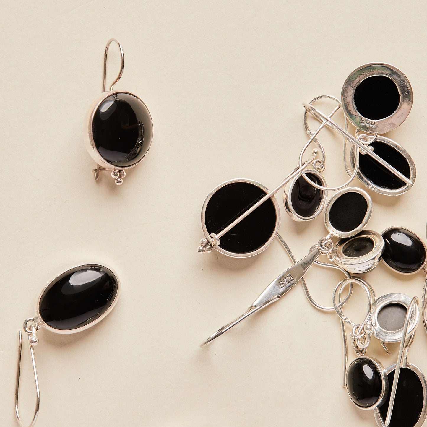 Onyx and Silver Earrings