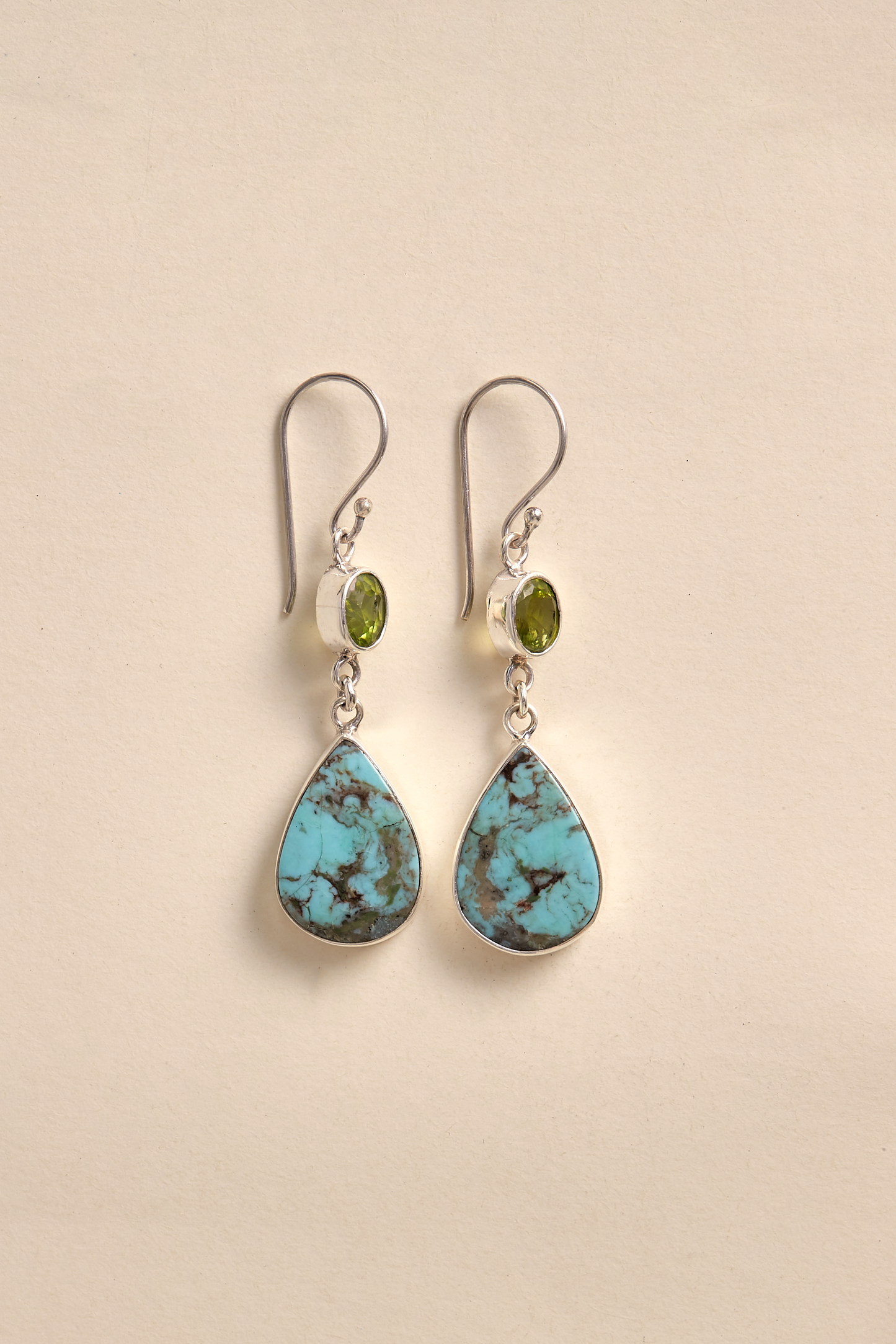 Turquoise and Peridot Earrings (large)