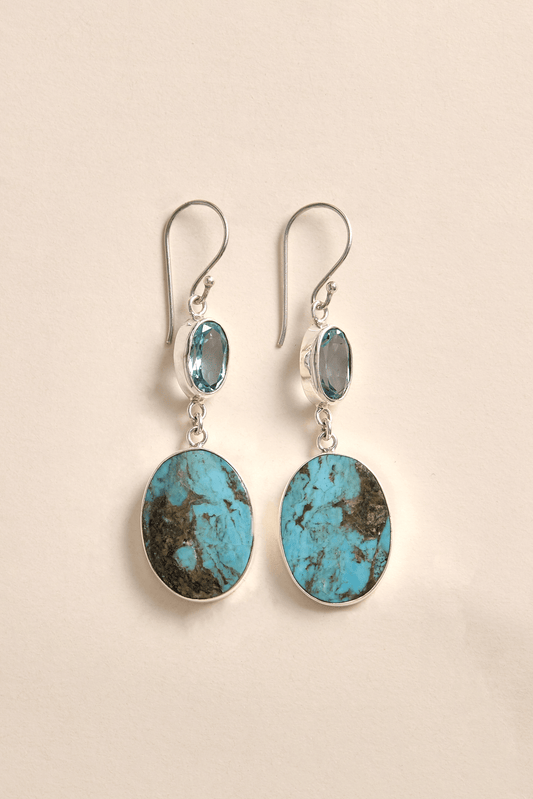 Turquoise and Blue Topaz Earrings (large)