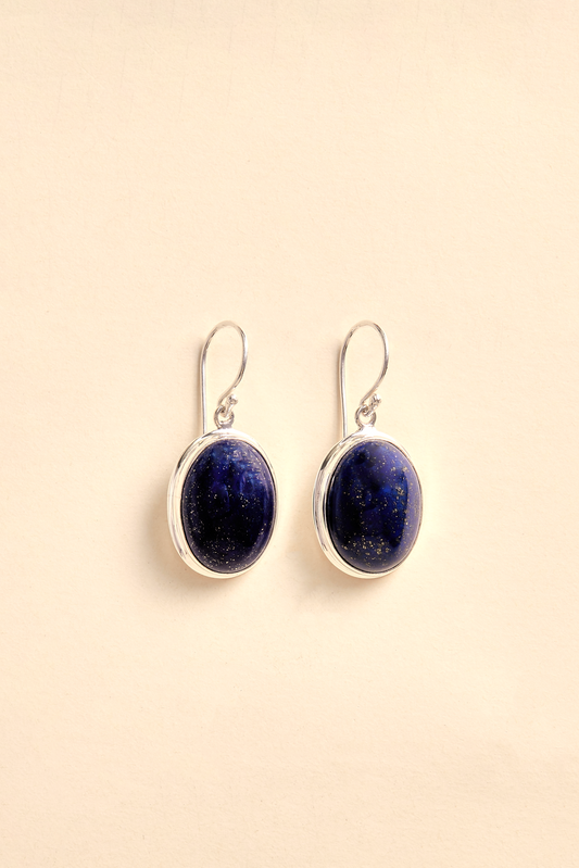 Lapis Lazuli Earrings (large double bezel)