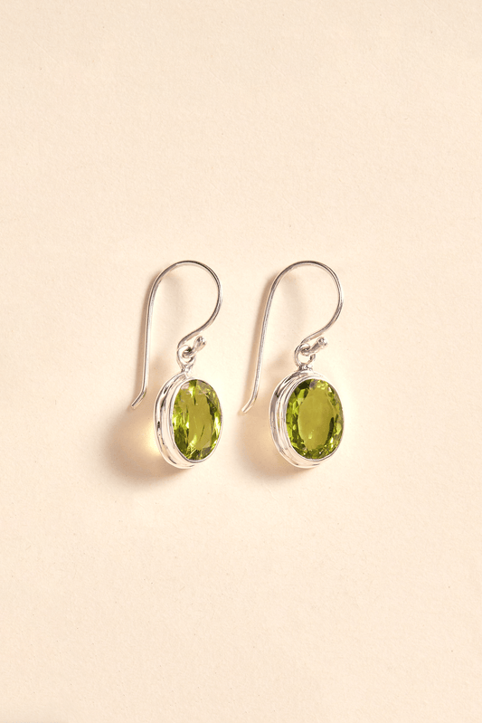 Peridot Earrings (large double bezel)