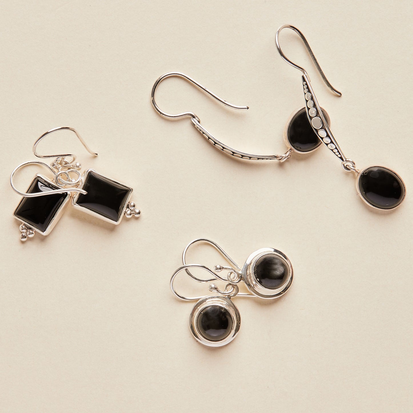 Onyx and Silver Earrings