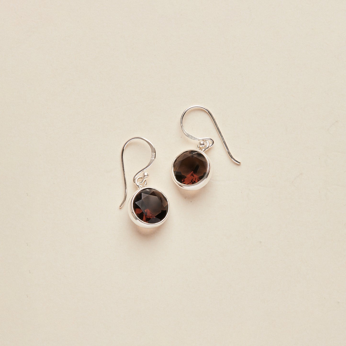 Smoky Quartz Earrings (round)