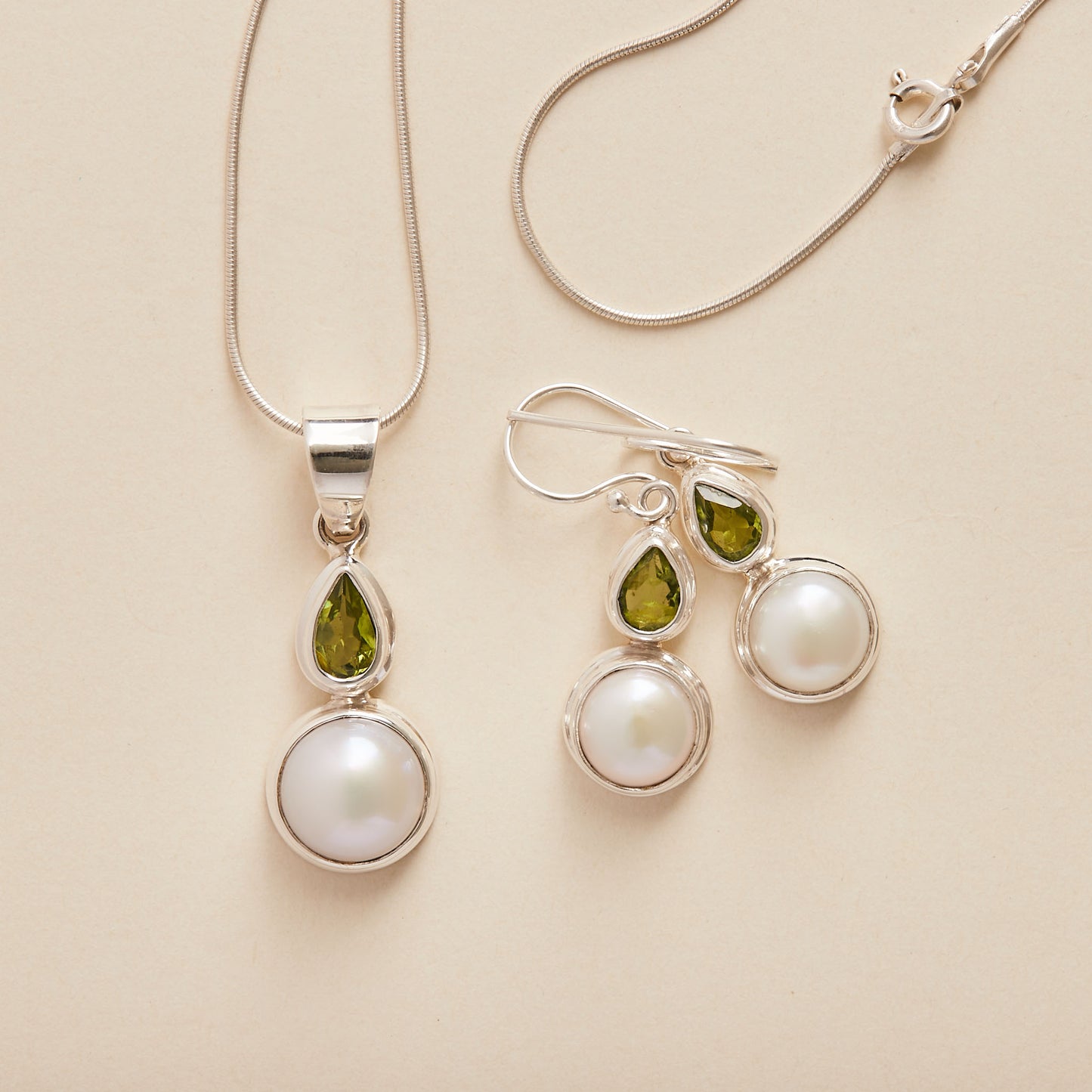 Peridot and Fresh water Pearl Earrings