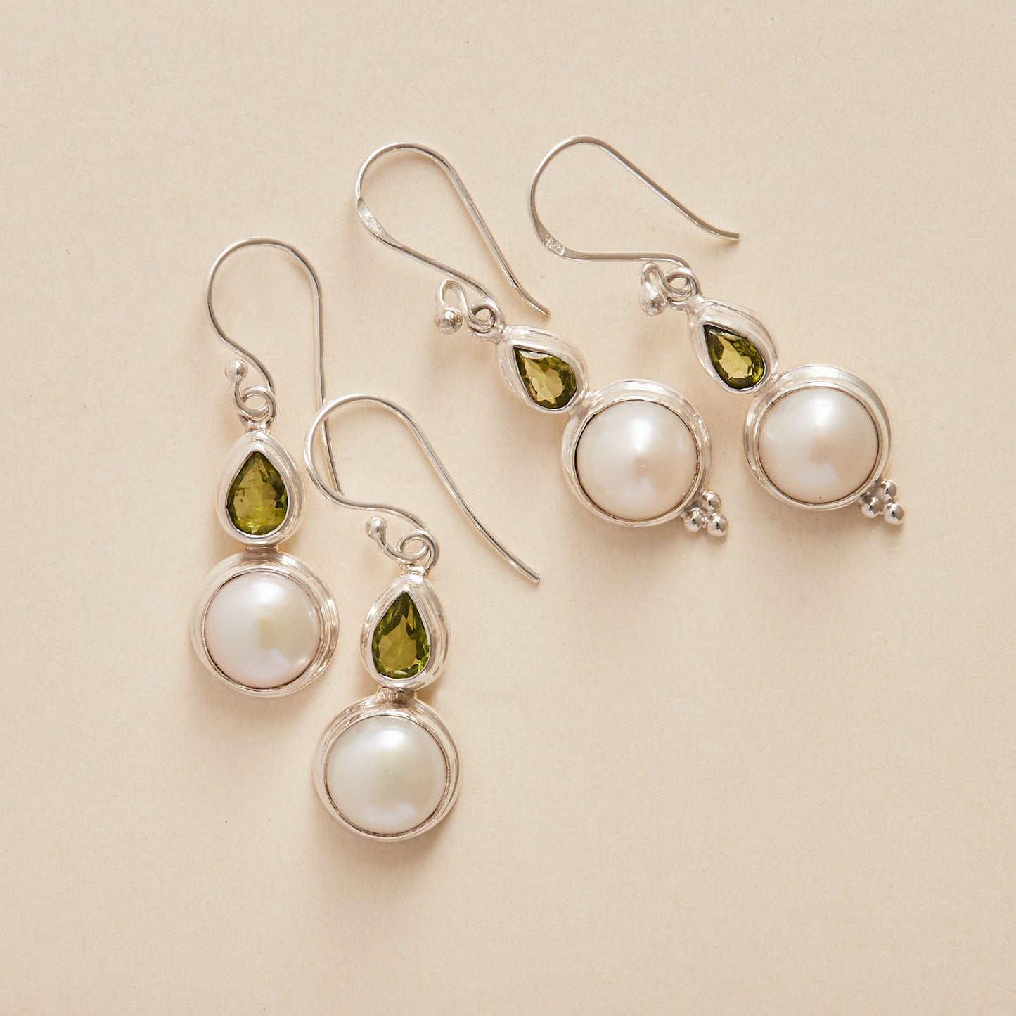 Peridot and Fresh water Pearl Earrings