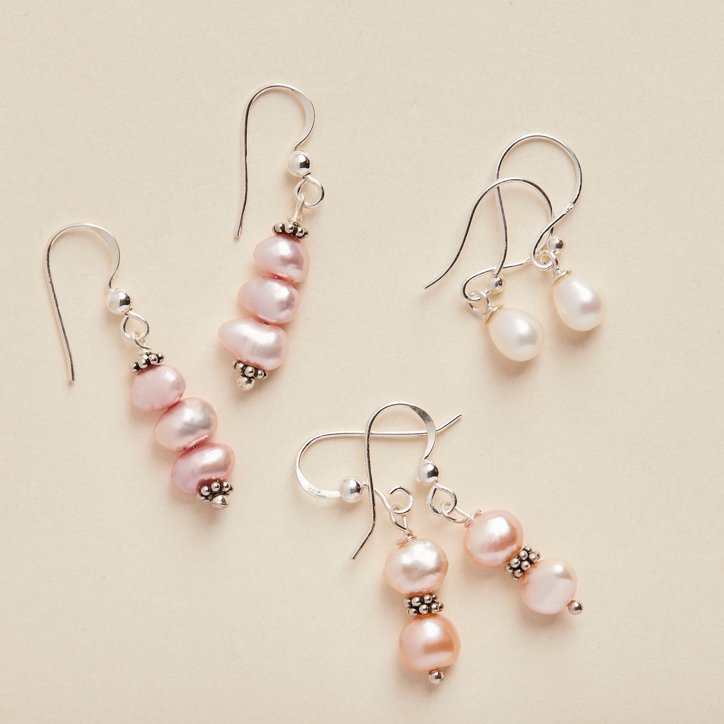 Pink Fresh water Pearl Earrings (double pearl)