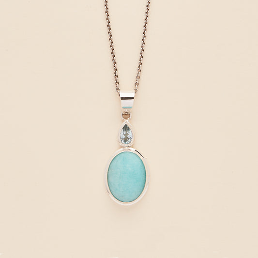 Blue Topaz and Amazonite Pendant