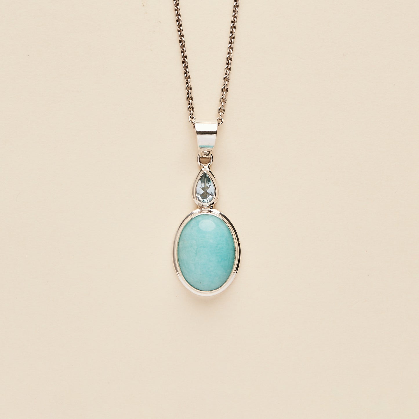 Blue Topaz and Amazonite Pendant