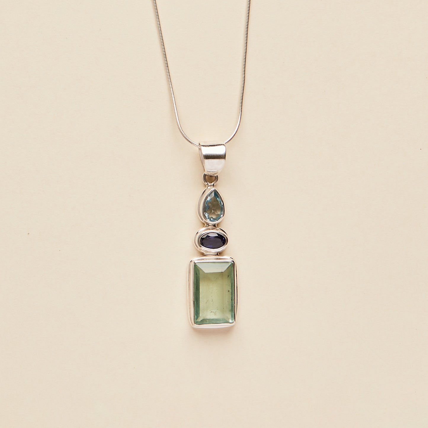 Aquamarine, Blue Topaz and Iolite Pendant