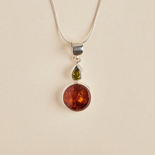 Amber and Peridot Pendant (round)