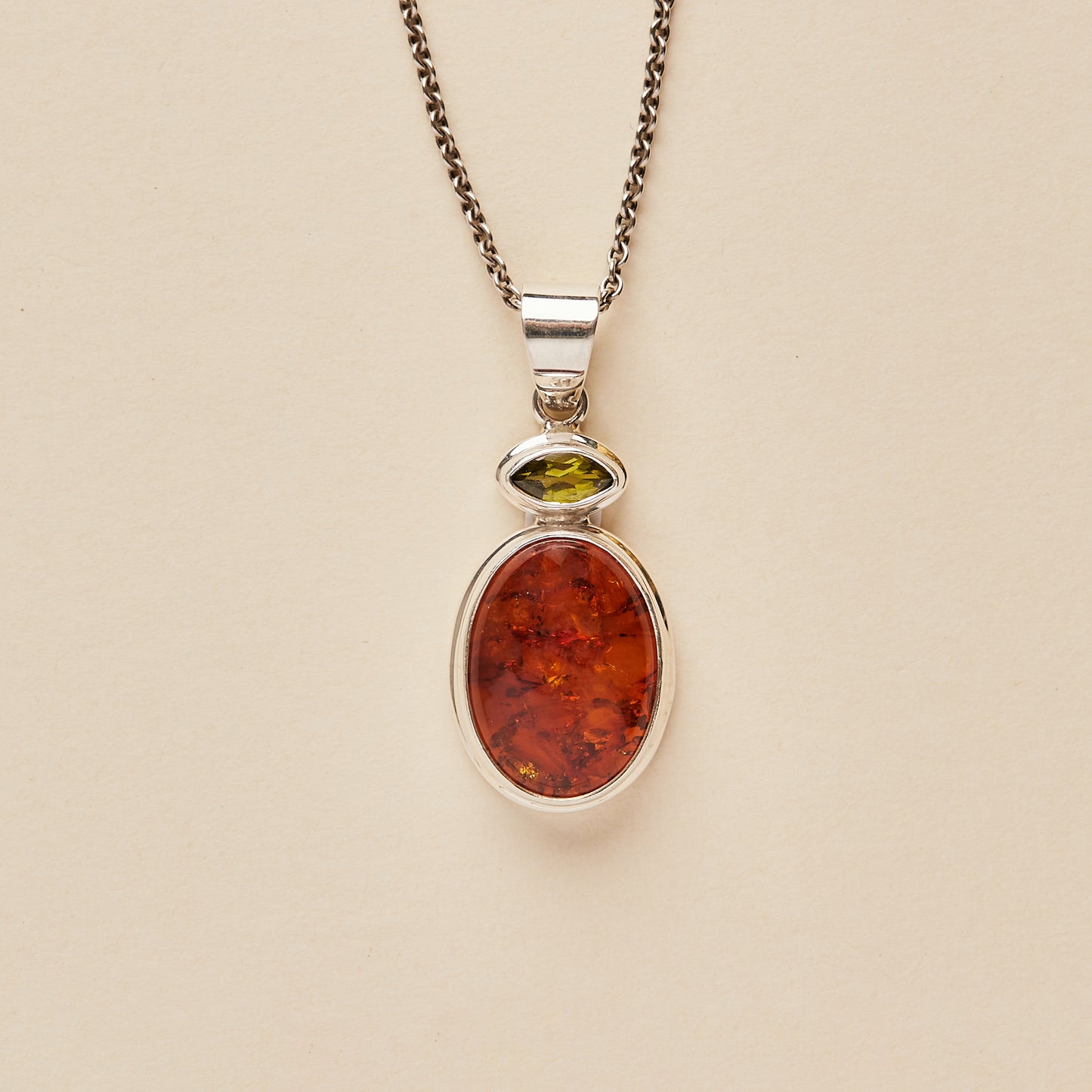 Amber and Peridot Pendant (large)