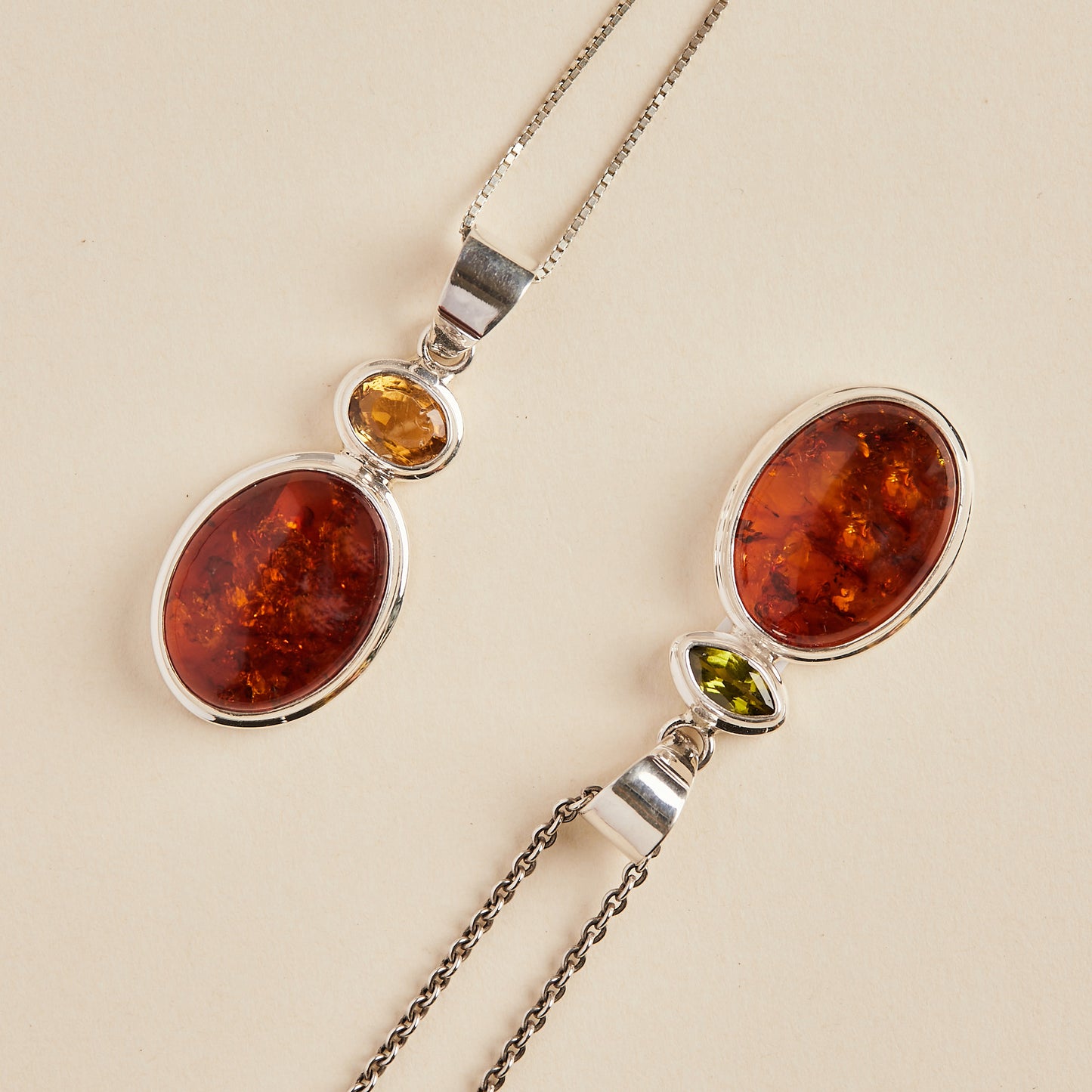 Amber and Peridot Pendant (large)