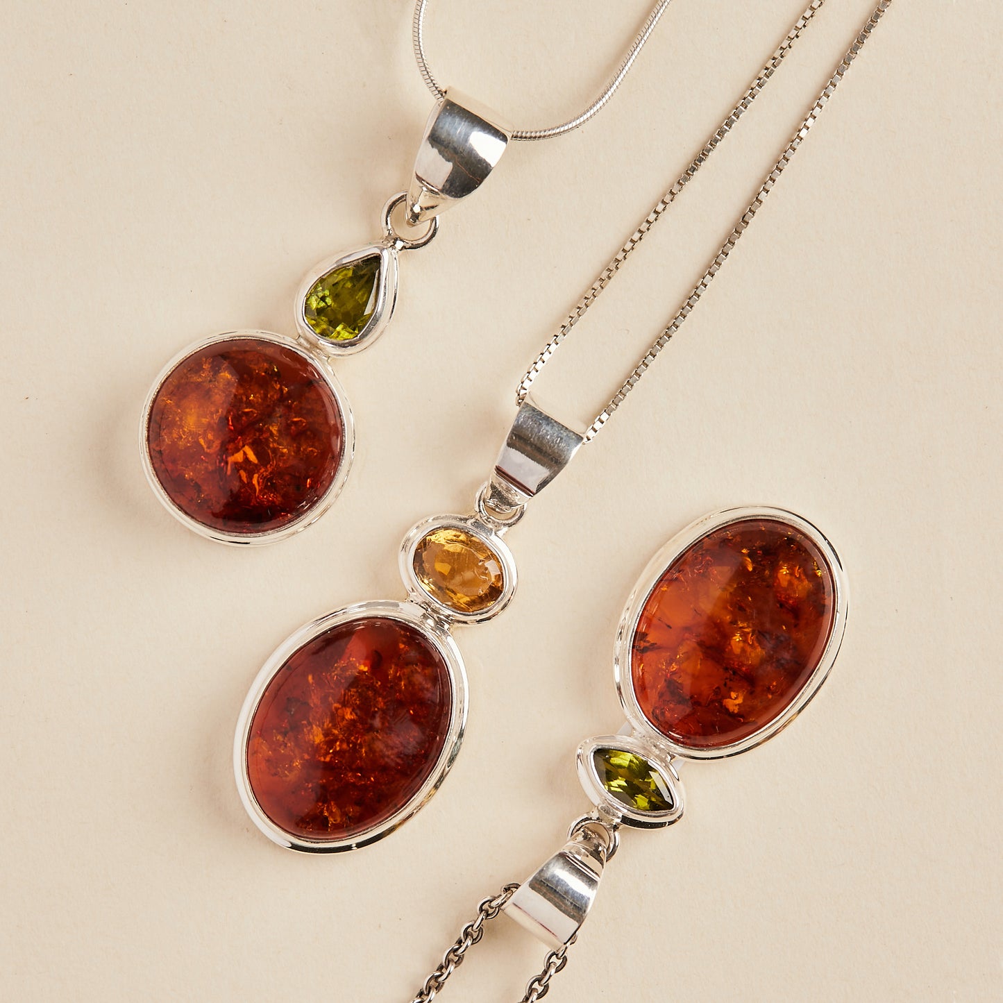 Amber and Peridot Pendant (round)