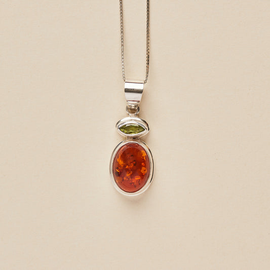 Amber and Peridot Pendant (marquise)