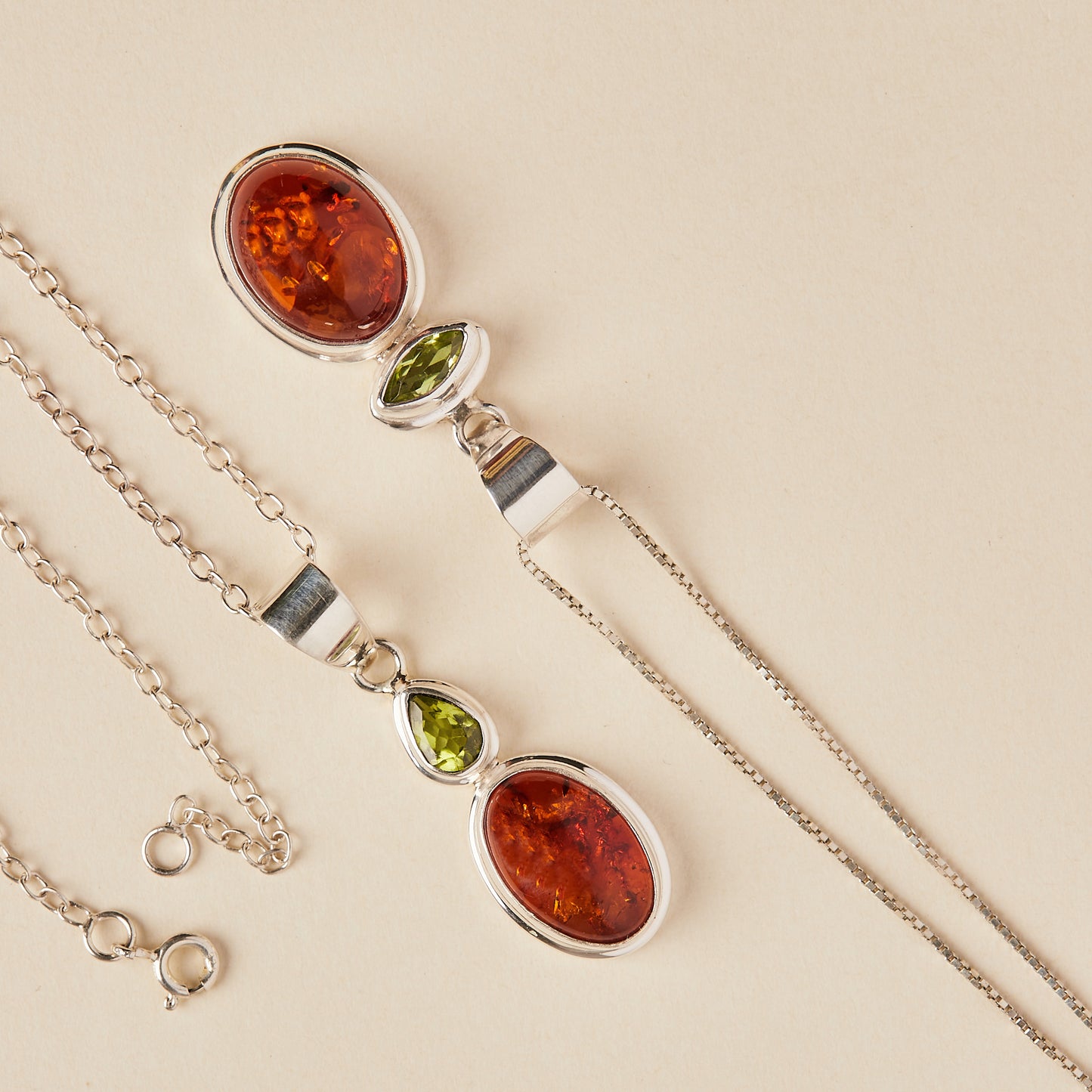 Amber and Peridot Pendant (marquise)