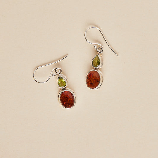 Amber and Peridot Earrings