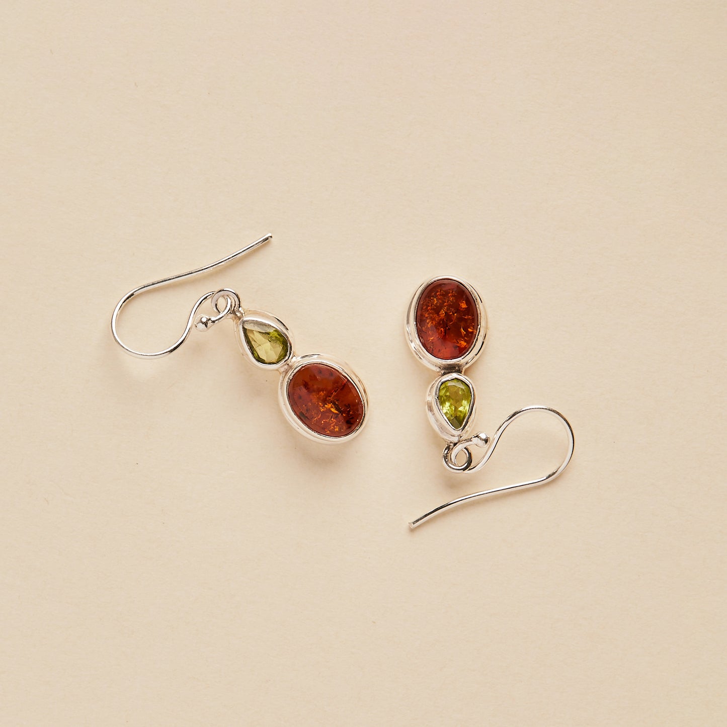 Amber and Peridot Earrings