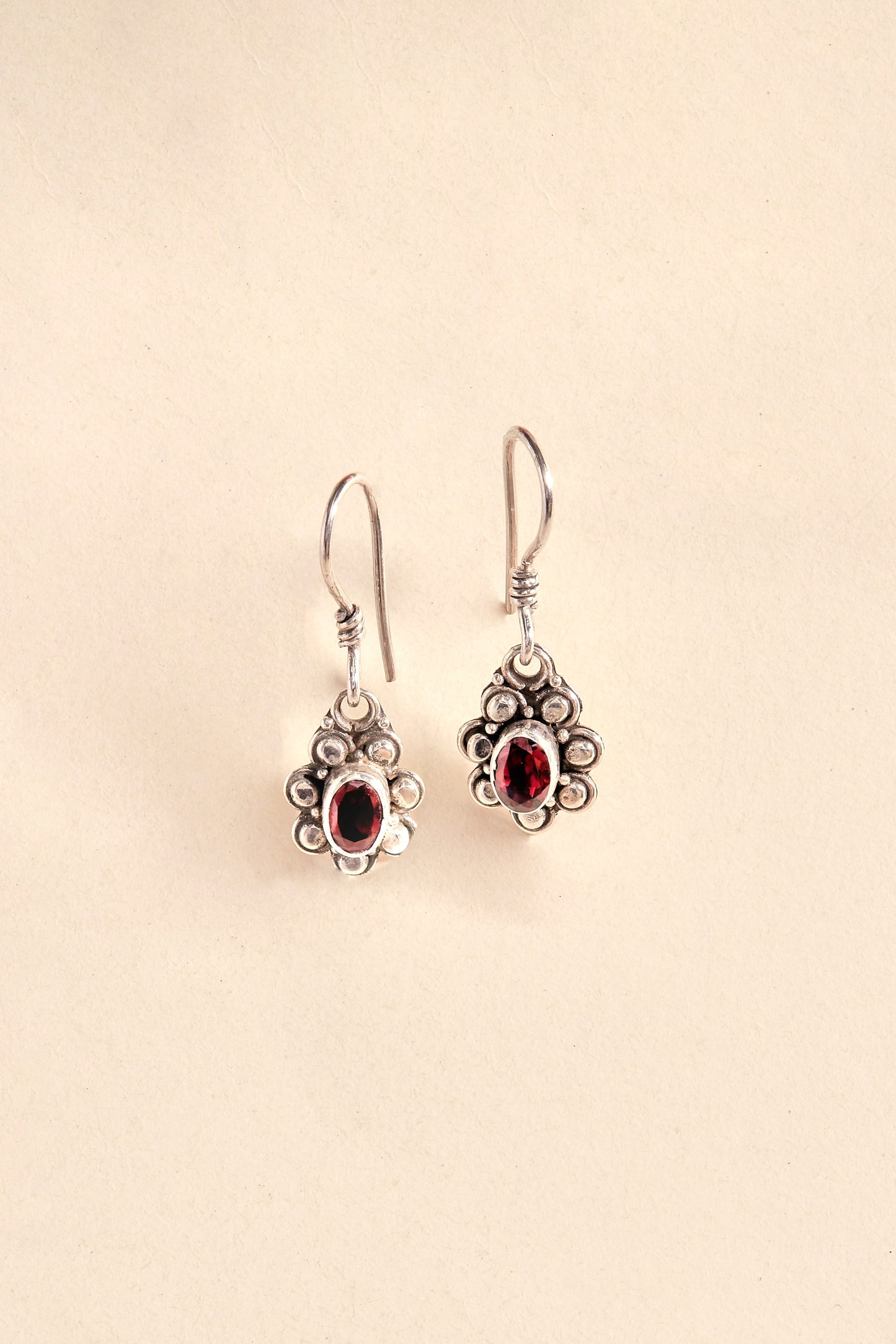 Garnet Earrings (large flower dots)