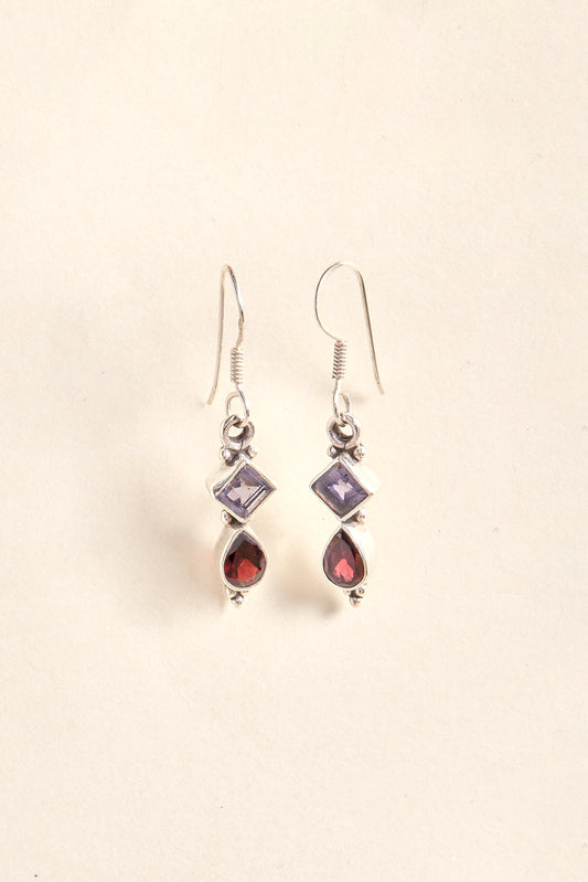 Iolite and Garnet Earrings