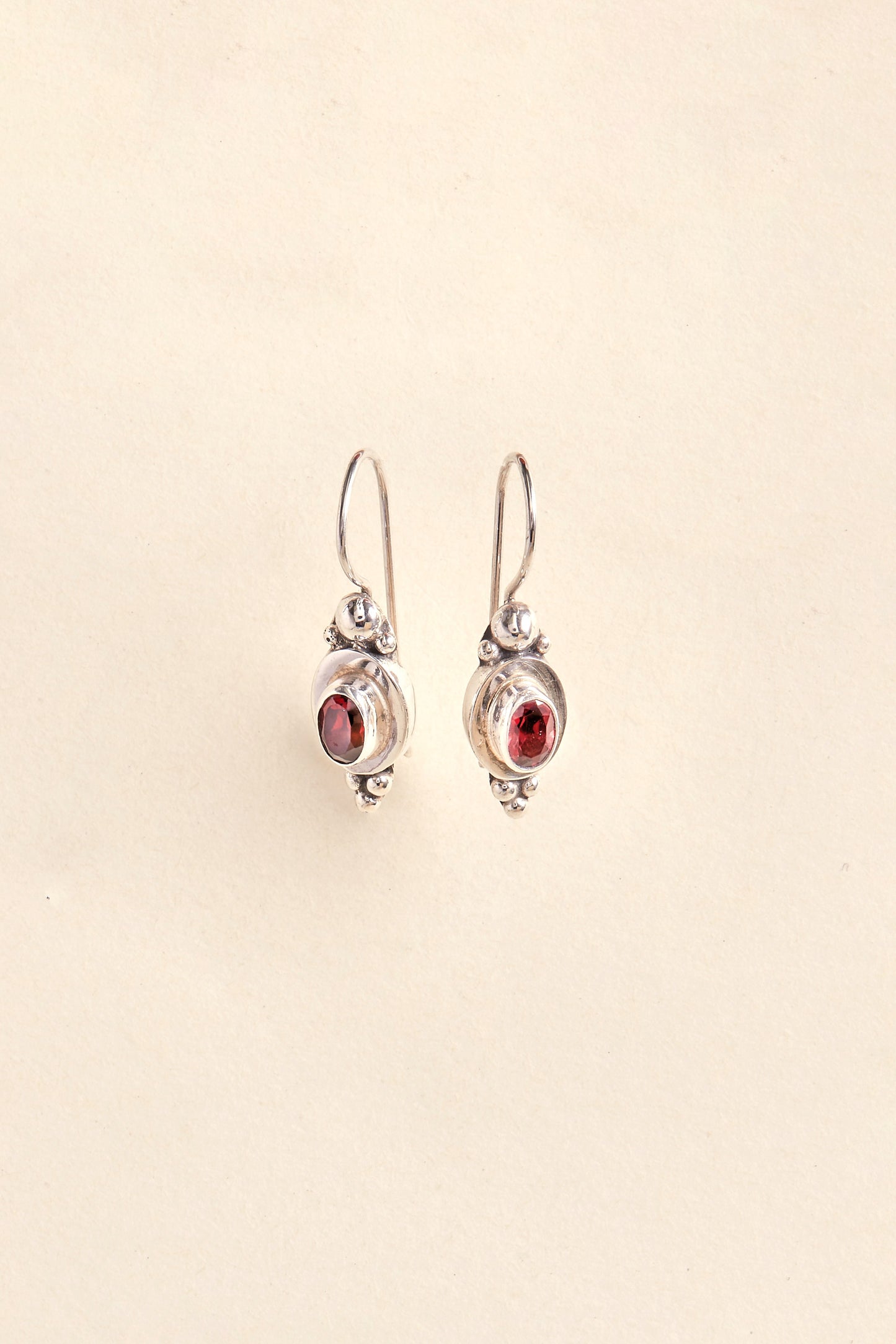 Garnet Earrings (oval dots)